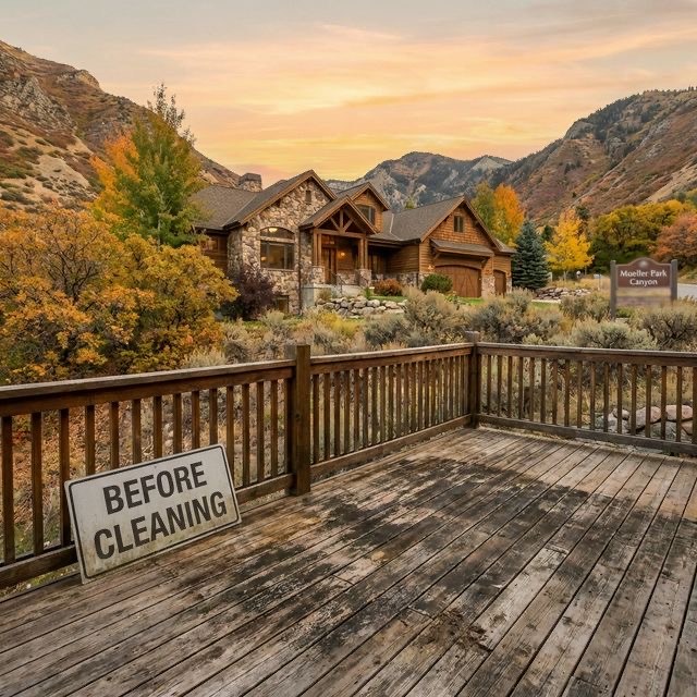 Shaded deck in Mueller Park canyon area Bountiful Utah