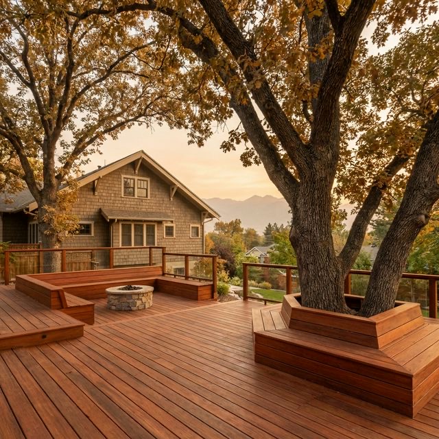 Elevated deck in Oak Hills neighborhood Provo with Wasatch views