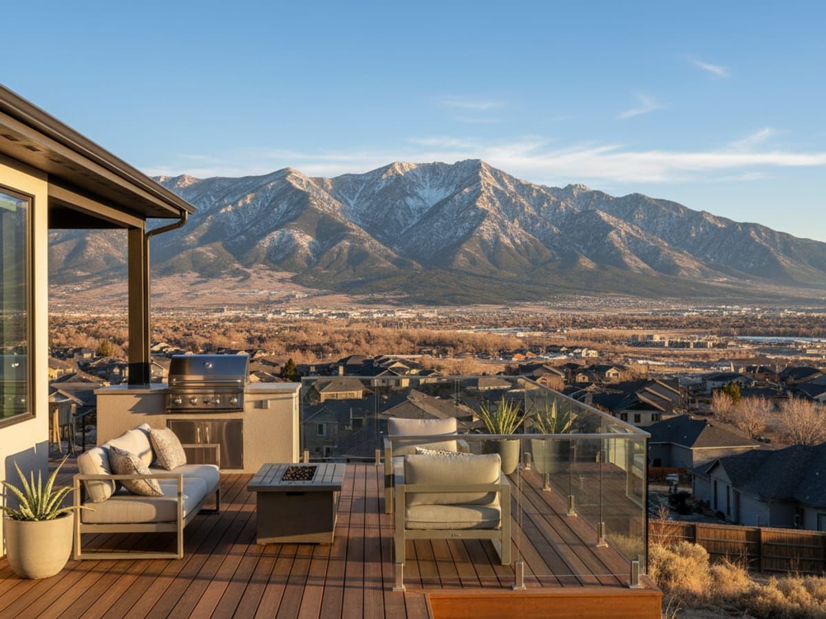 West Jordan deck with Oquirrh Mountain views