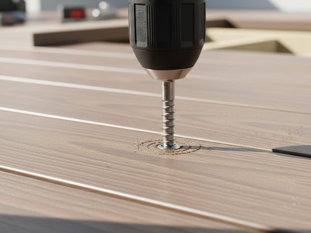 Professional deck board installation detail