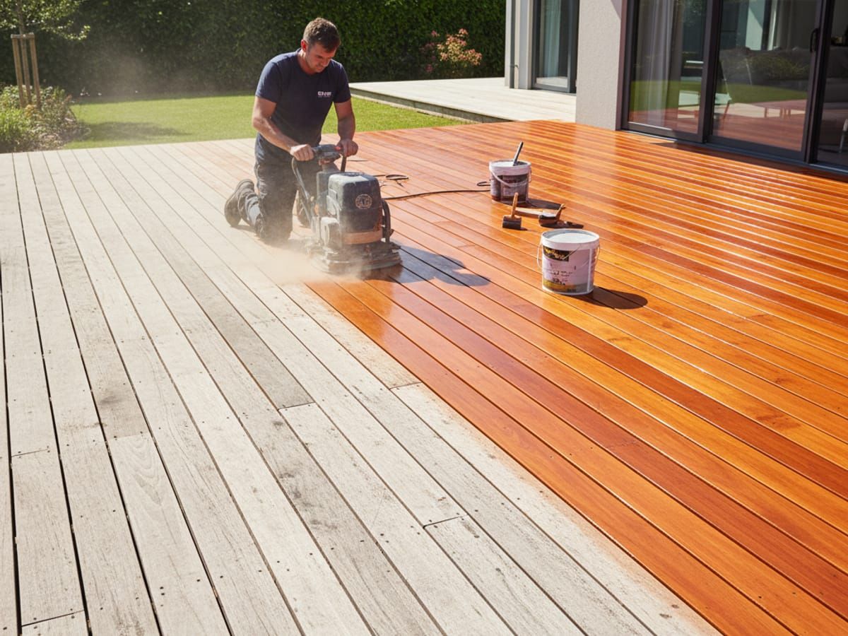 Complete deck restoration showing transformation